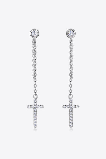 Moissanite 925 Sterling Silver Cross Earrings